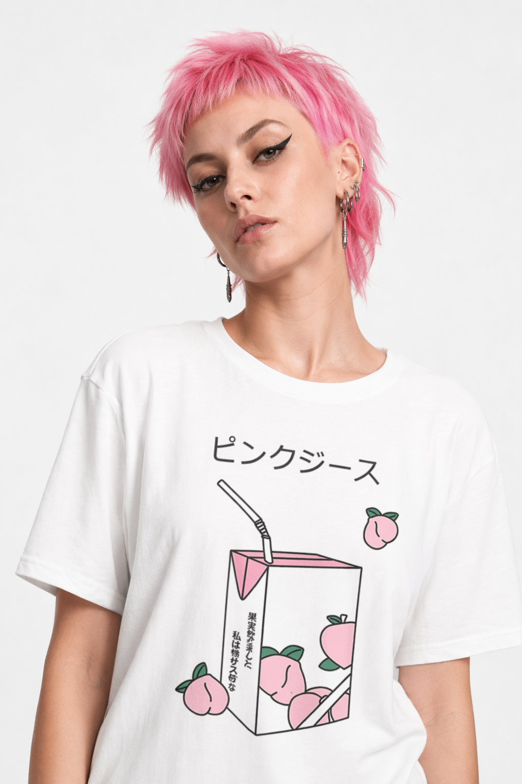 Kawaii Peach Milk Tee for Pink Princesses With Writing