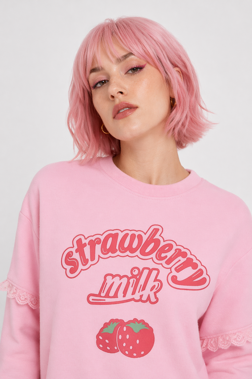 Strawberry Milk Inspired Long Sleeve Cozy Sweater M