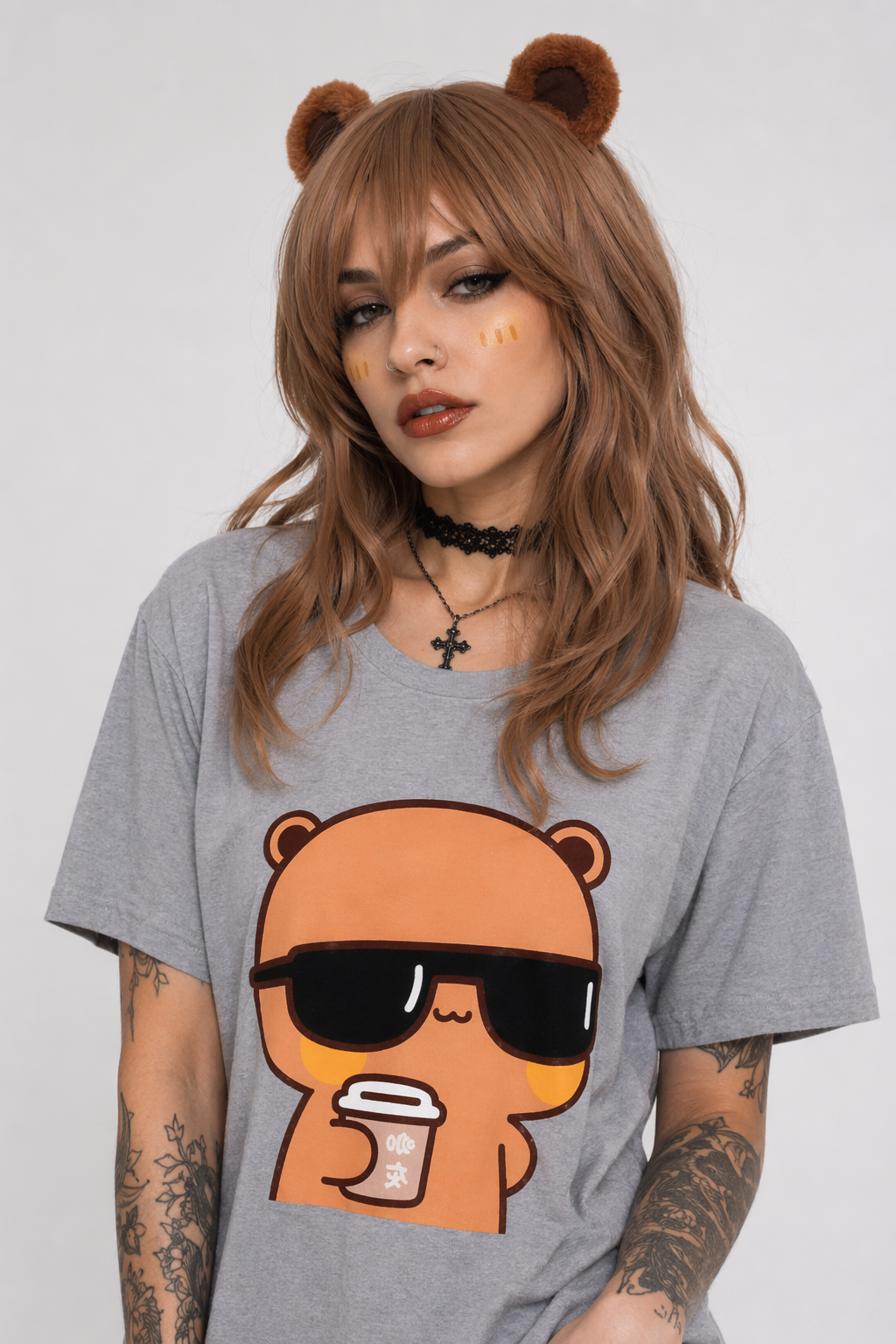 Cute Couple Dudu & Bubu Matching Shirts for Playful Couples 2400 Light Grey
