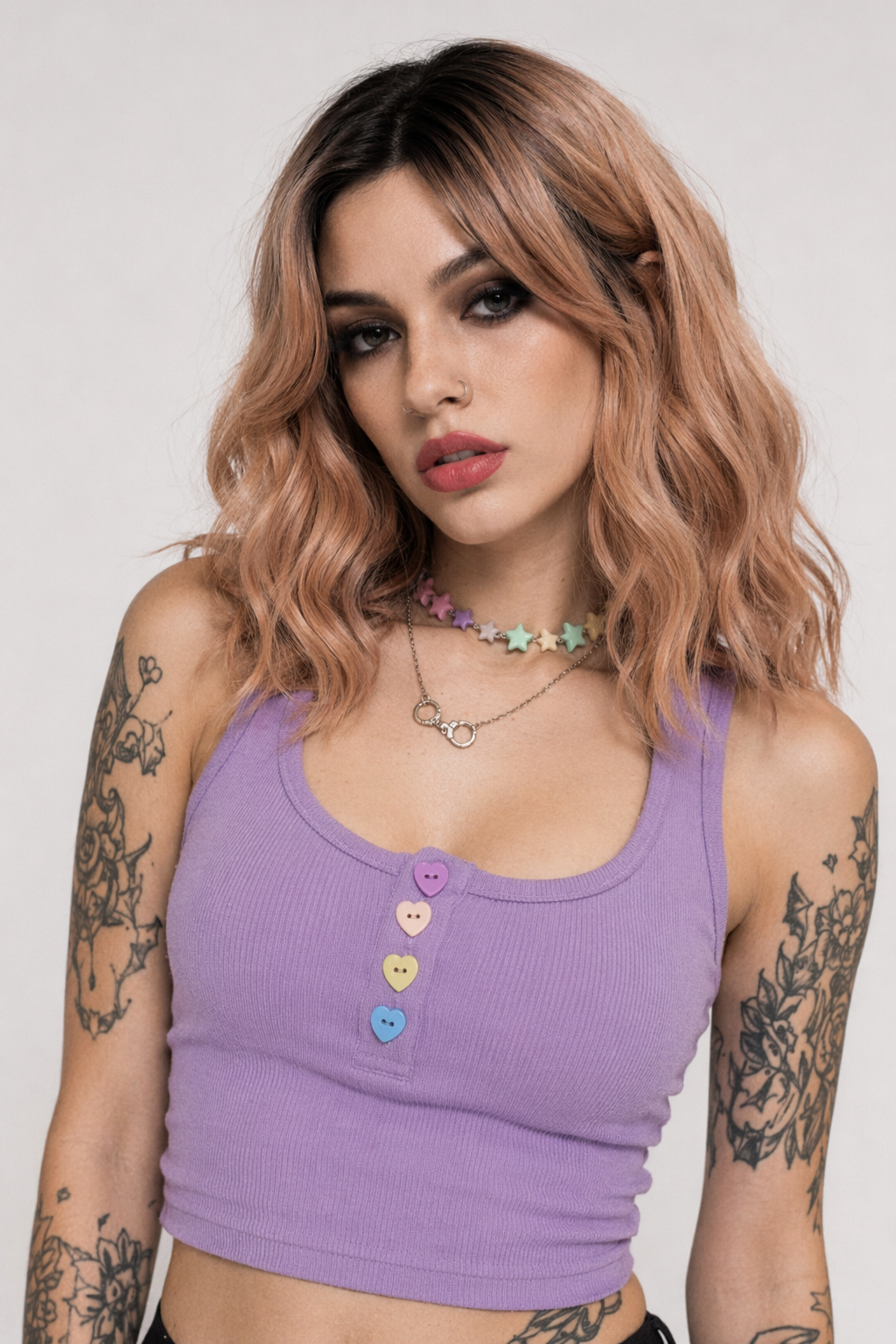 Pastel Purple Candy Colored Crop Top for a Sweet Girly Look L