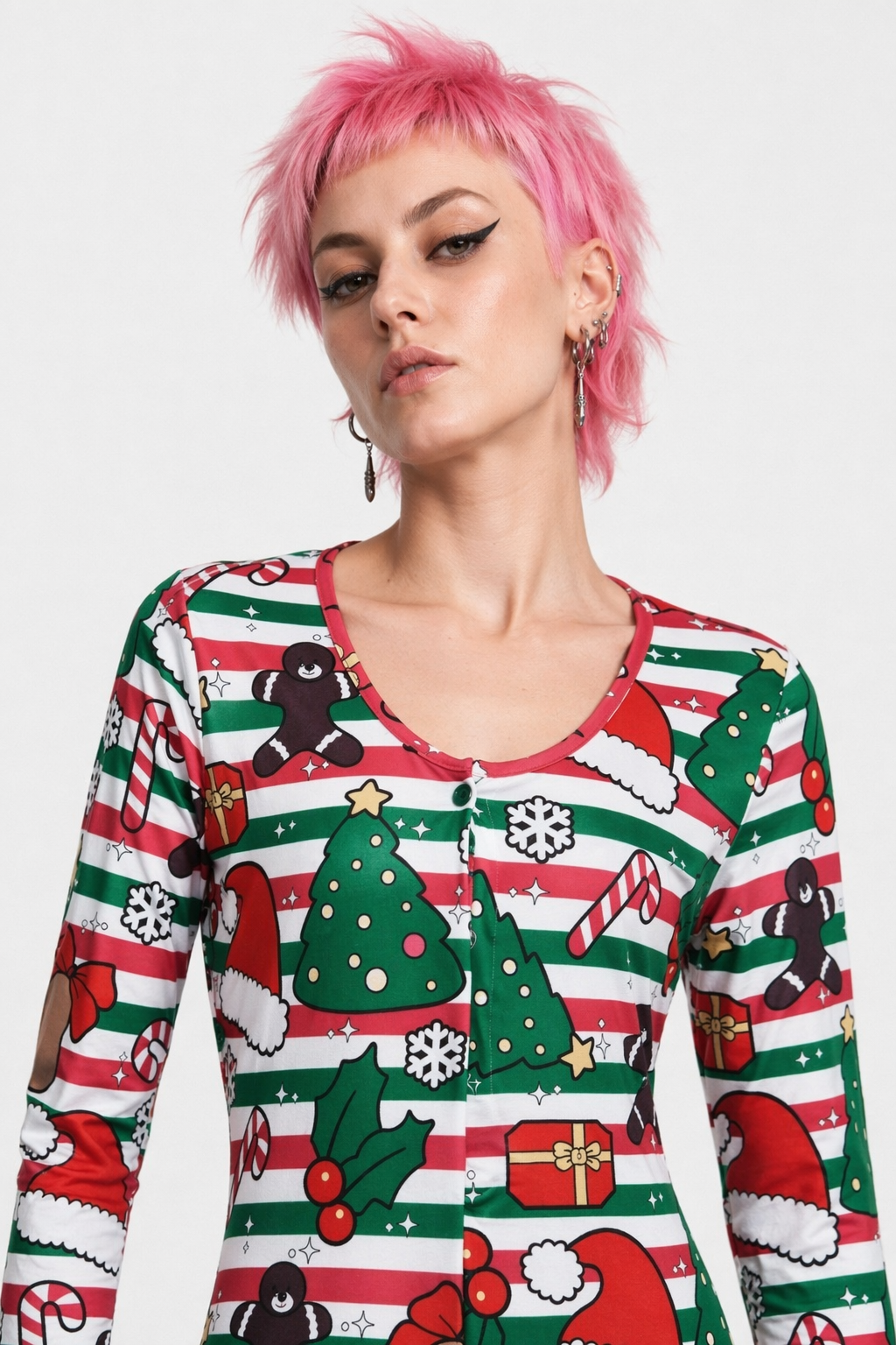 Cozy Long Sleeve Holiday Season Adult Onesie for Comfort and Fun M