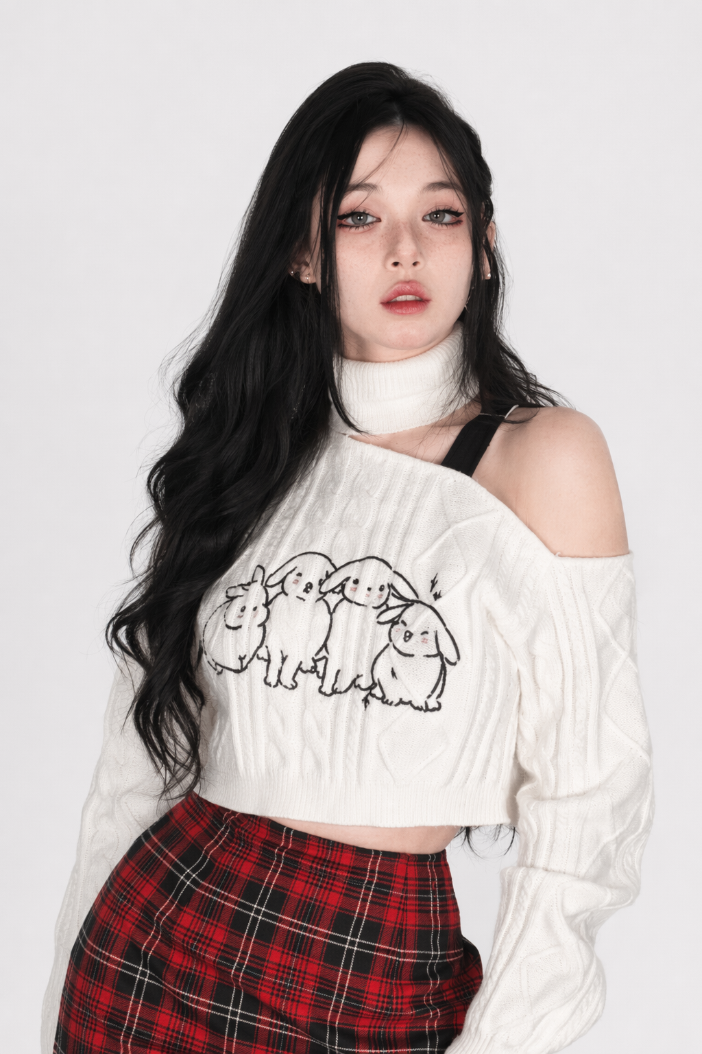 Buncha Bunnies Slouchy Turtleneck for Cute and Cozy Style M