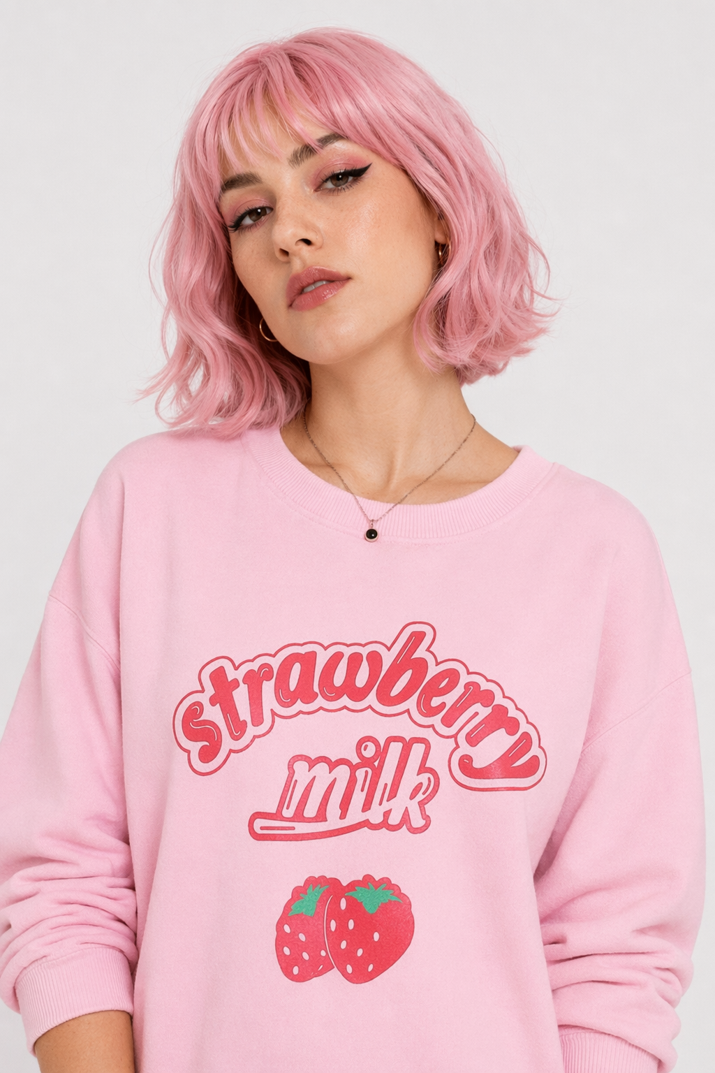 Strawberry Milk Inspired Long Sleeve Cozy Sweater XXL