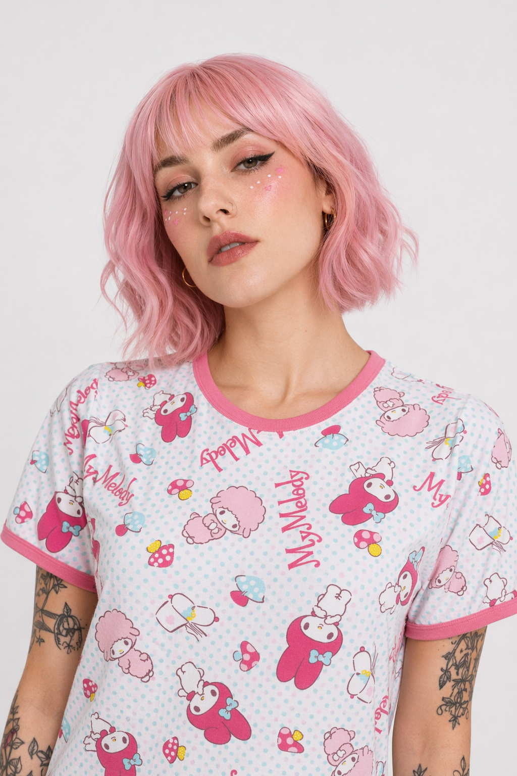 Pink My Melody Bunny Adult Onesie with Snap Crotch for Cozy Lounging L