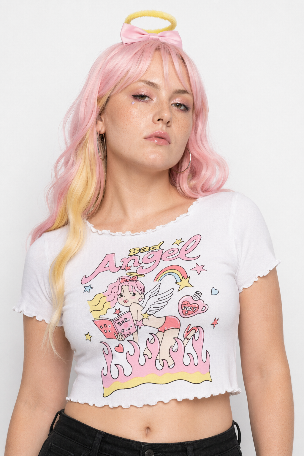Naughty Angel-Inspired Girly Crop Top L