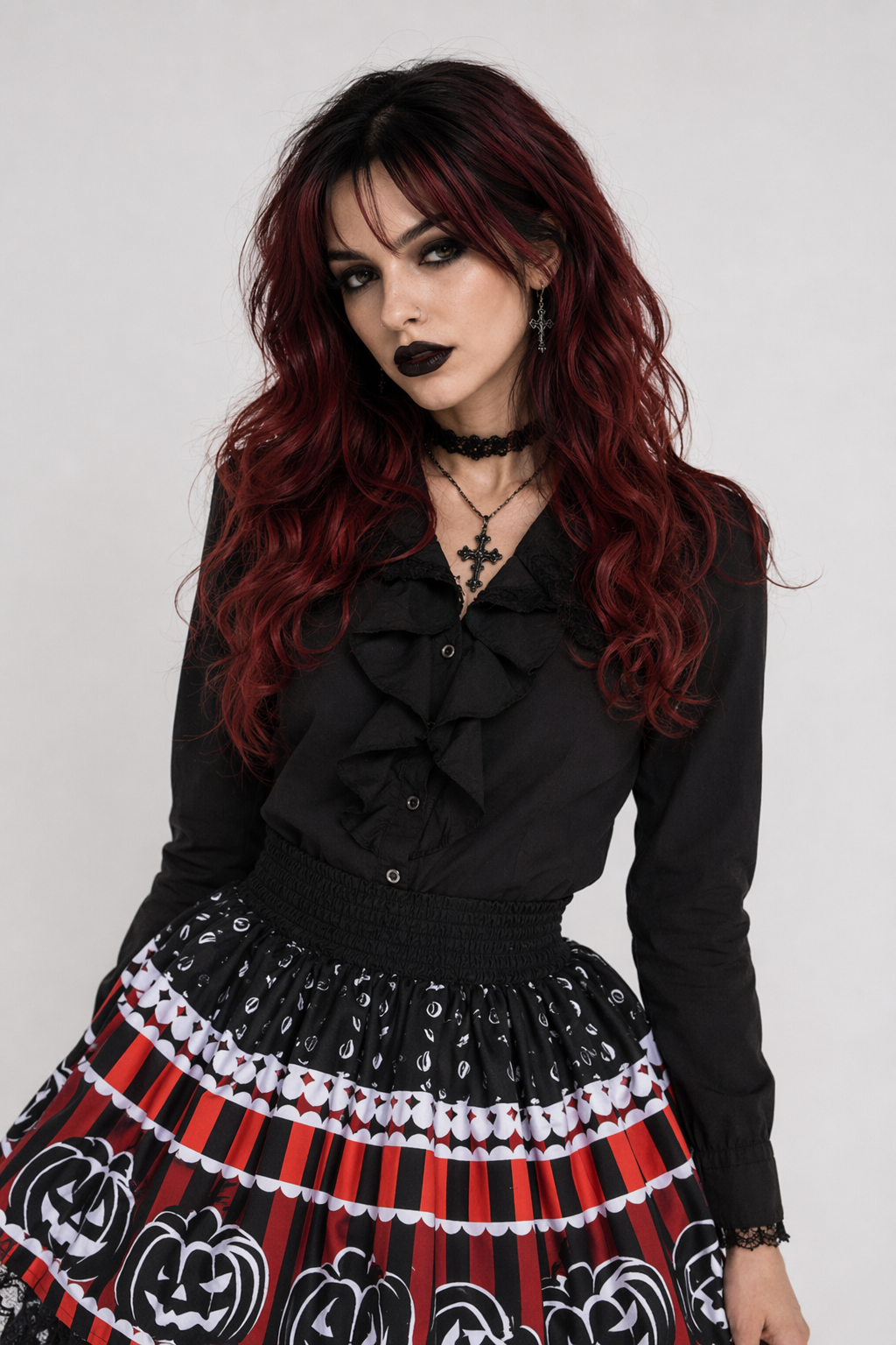 Creepy Cute Jack-o-Lantern Pumpkin Skirt for Year-Round Wear 4XL
