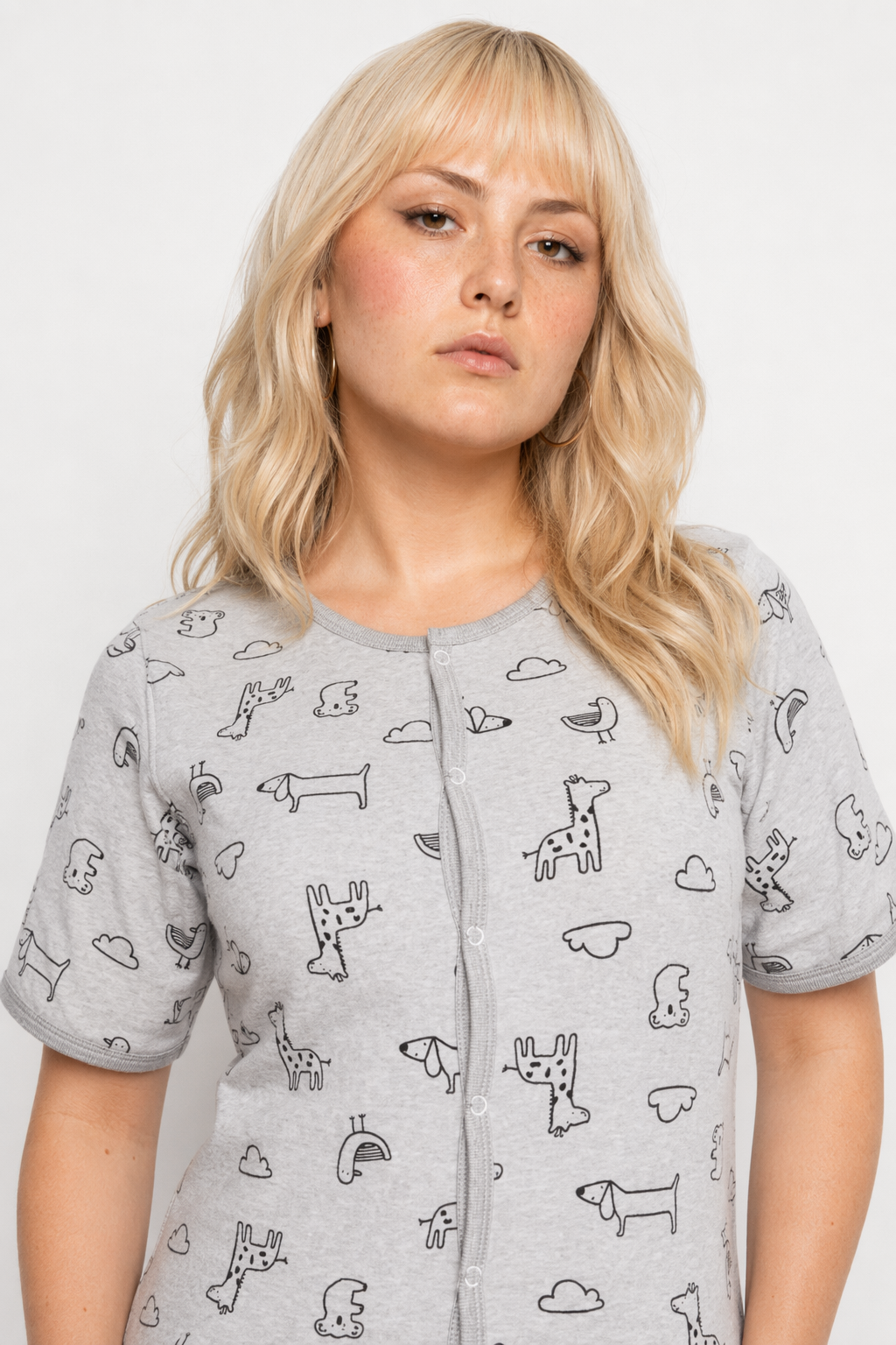 Adorable Animal Print Onesie in Soft Grey Now In Stock XL