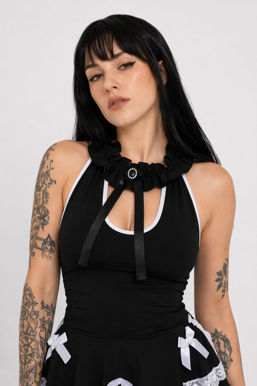 Luxurious Black Ruffled Maid Dress for Roleplaying Vixens Default Title