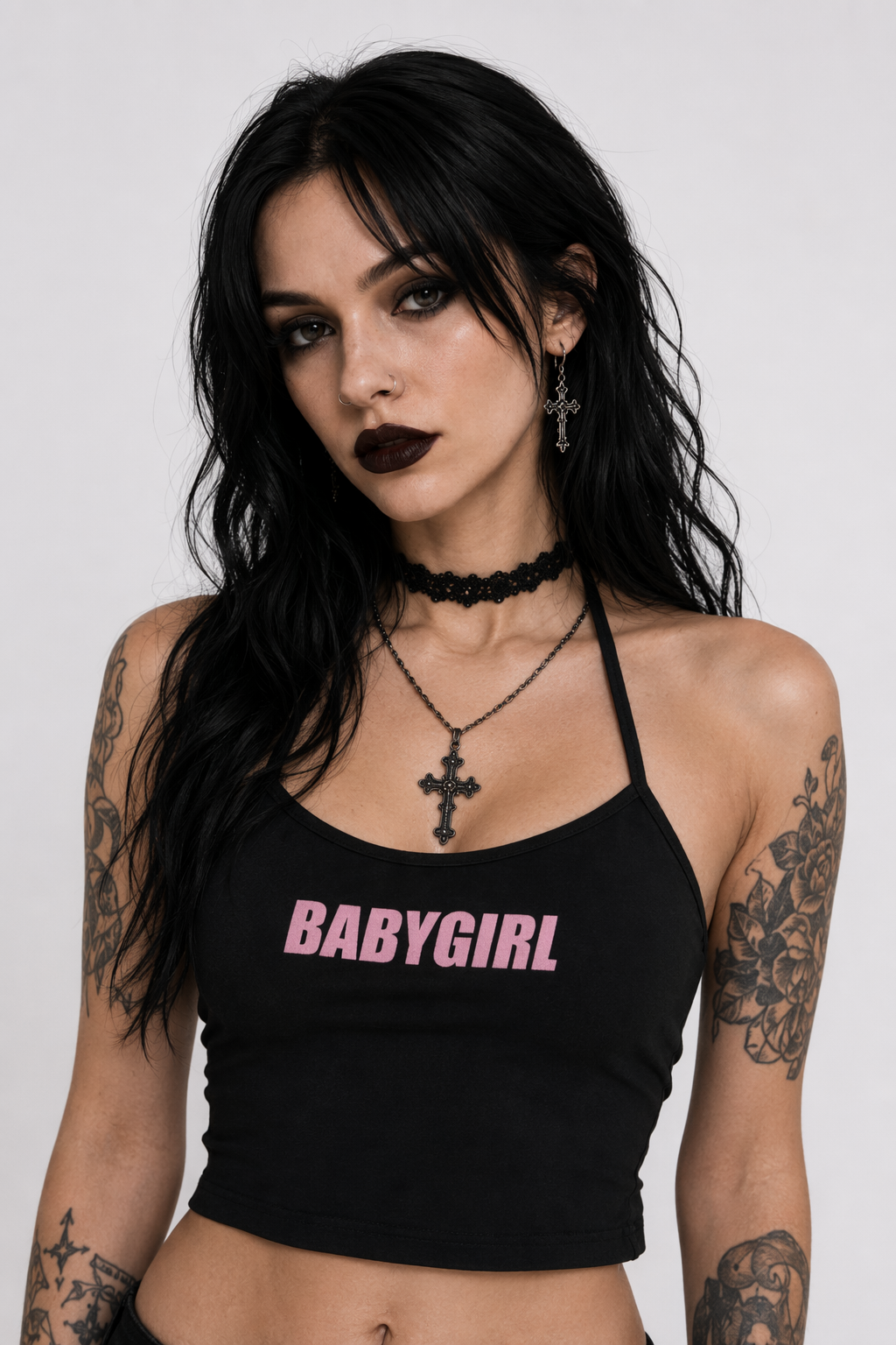 Adorable Baby Girl Spaghetti Strap Halter Top for Summer Black