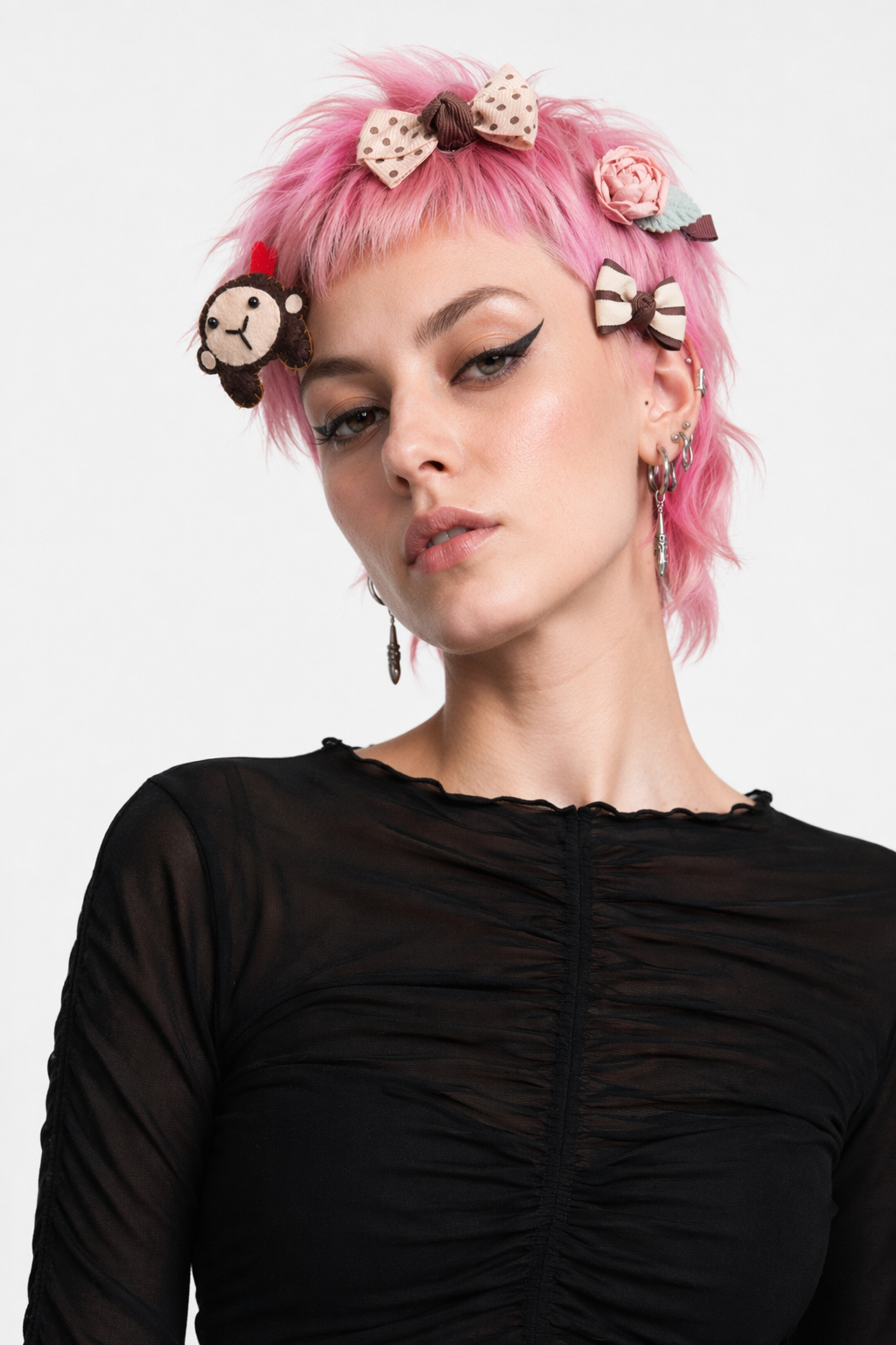 Adorable Felt and Bedazzle Hair Barrettes for Everyday Style Monkey