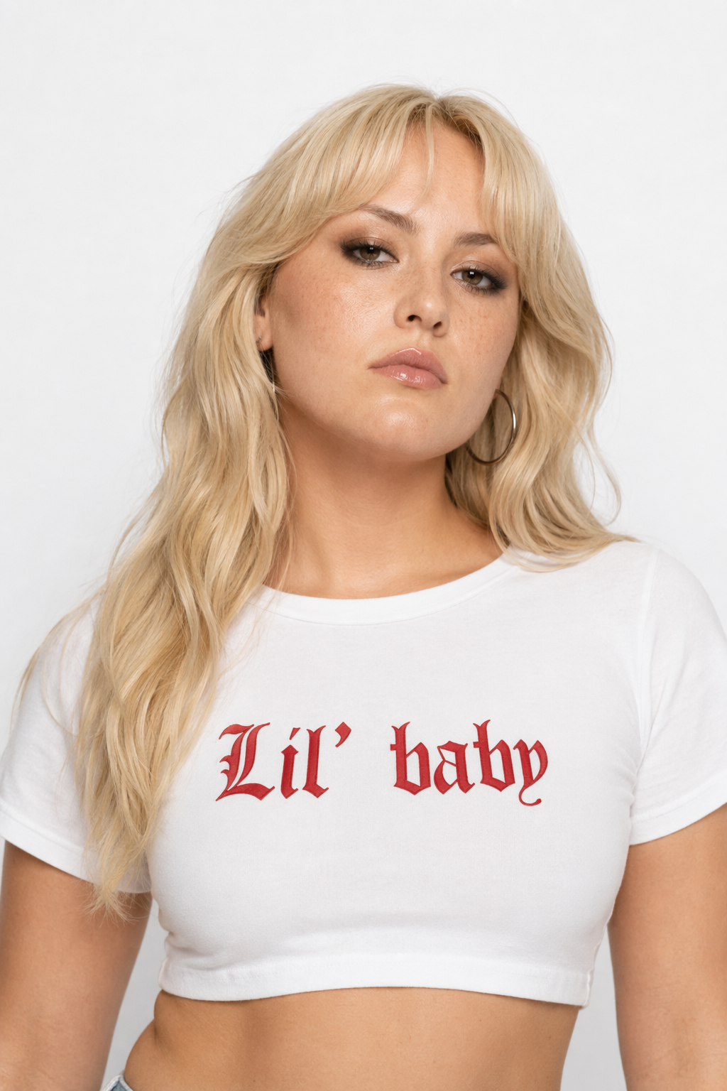Lil Baby Cute Micro Mini Crop Top in Soft Cotton Blend Fabric White