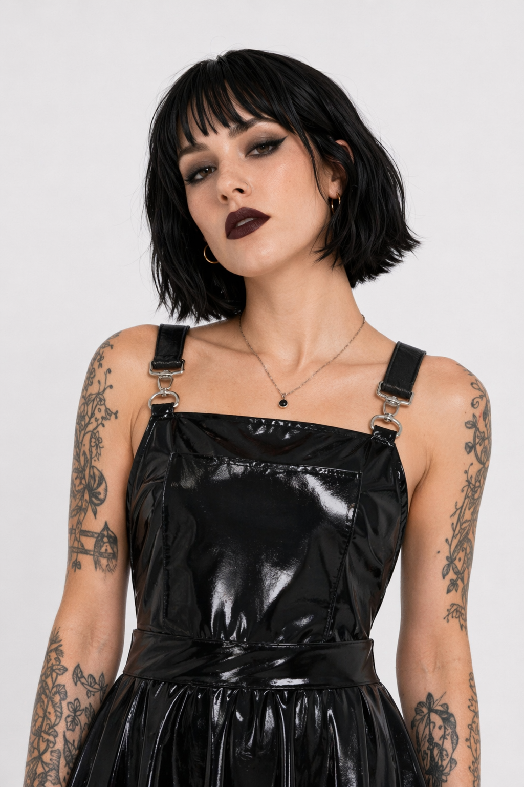 Holographic Suspender Overall Jumper Dress in New Condition Black