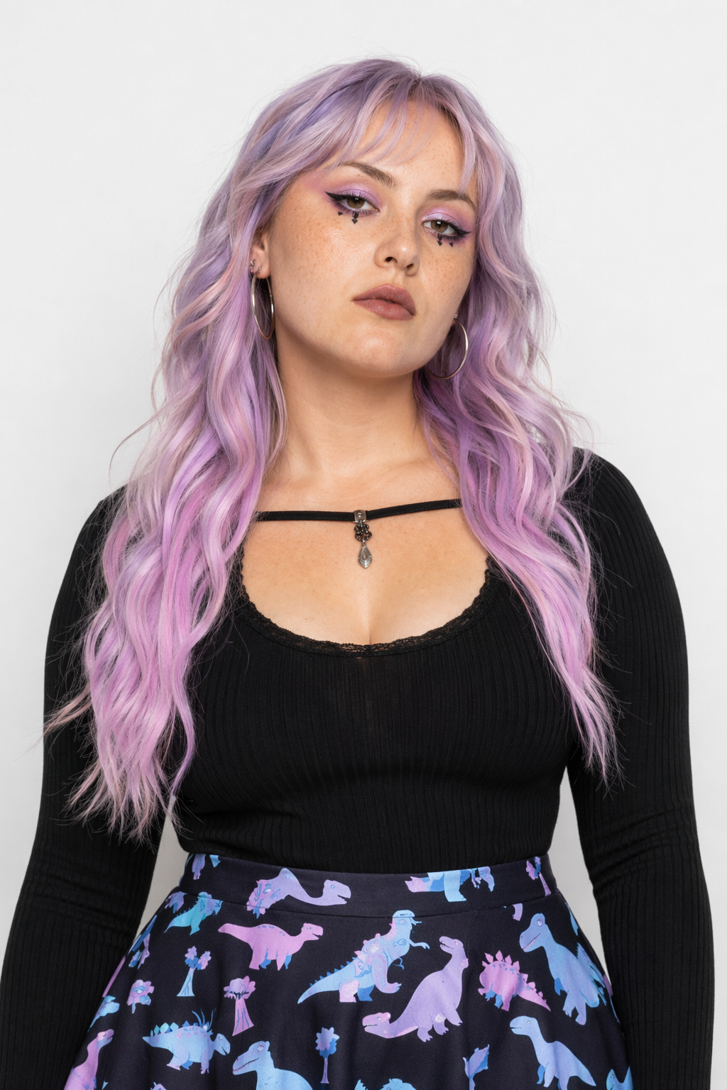 Pastel Goth Dinosaur Skirt for Cute Dino Princess Vibes M