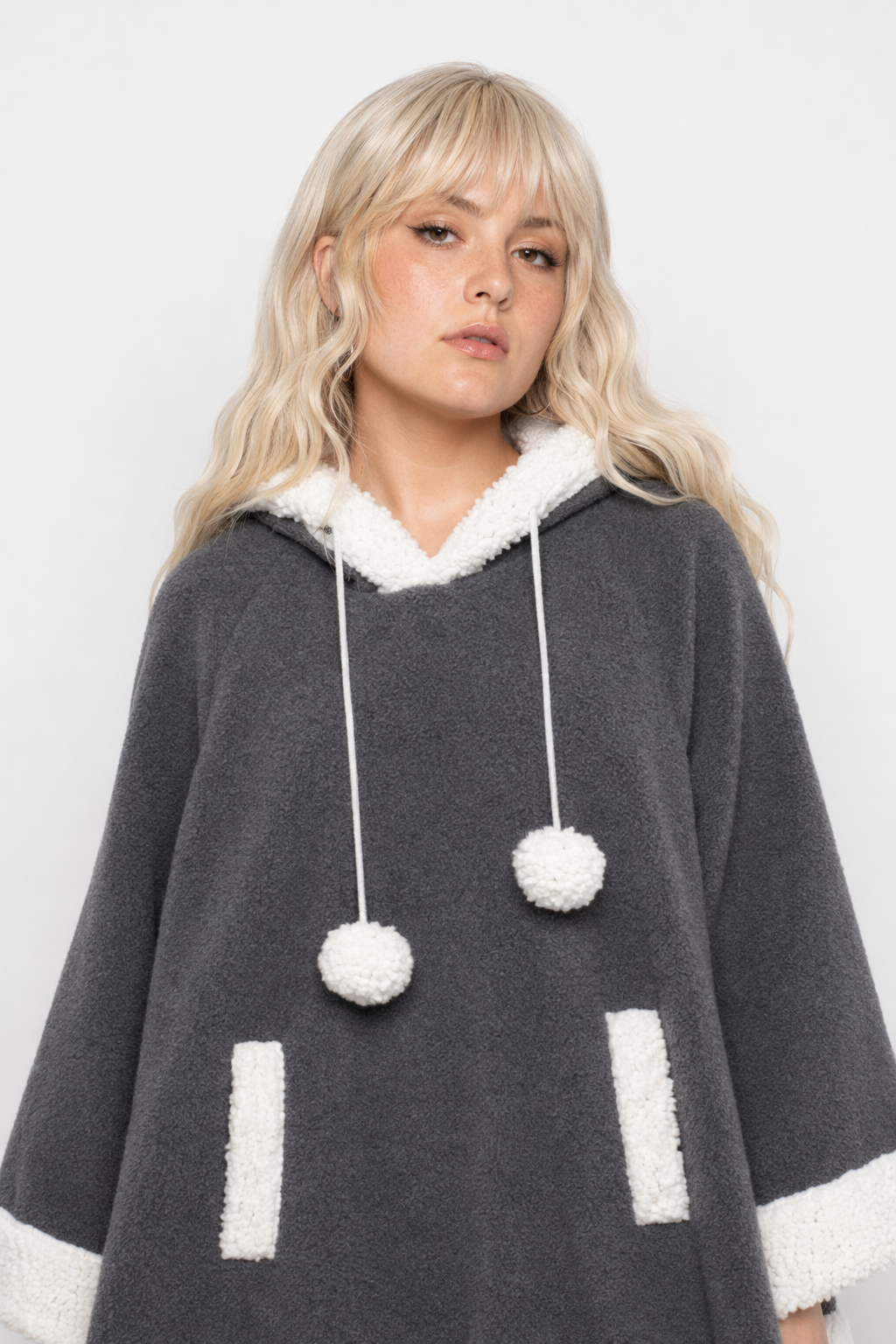 Cozy Kawaii Poncho in Assorted Colors for Daily Snuggles Dark Grey