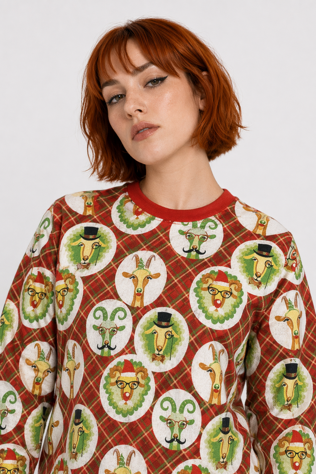 Cozy Christmas Crewneck Sweaters for Holiday Cheer Festive Goats