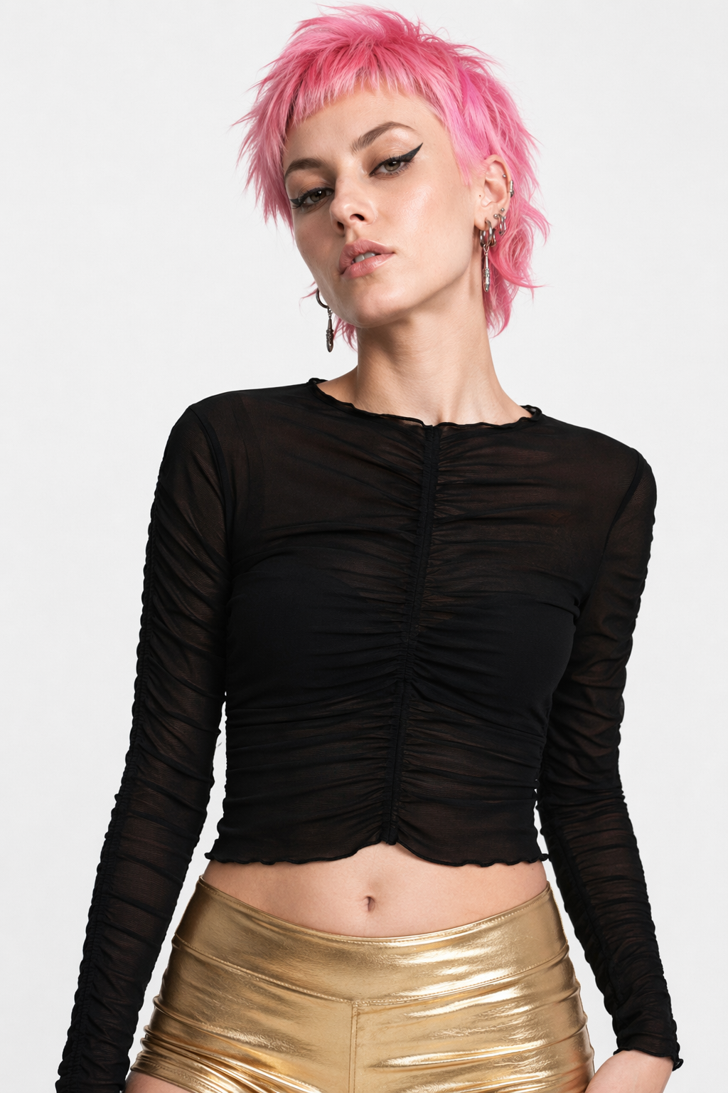 Vegan PU Leather Dance Shorts with a Sheen Yellow