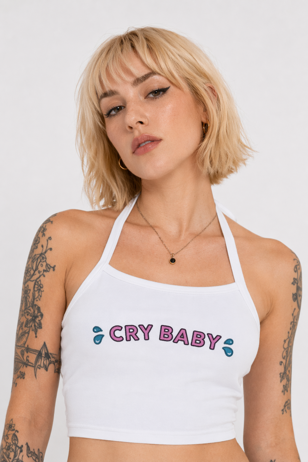 Summery Halter Shirt in Black or White for Hot Weather Fun White