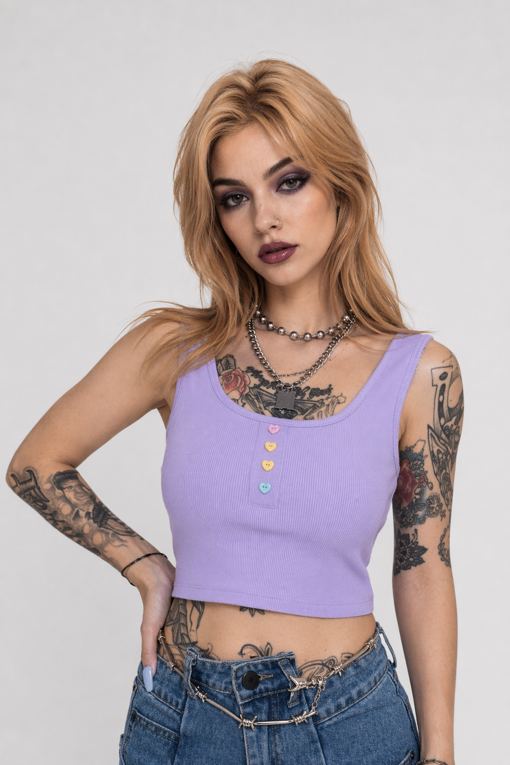 Pastel Purple Candy Colored Crop Top for a Sweet Girly Look S