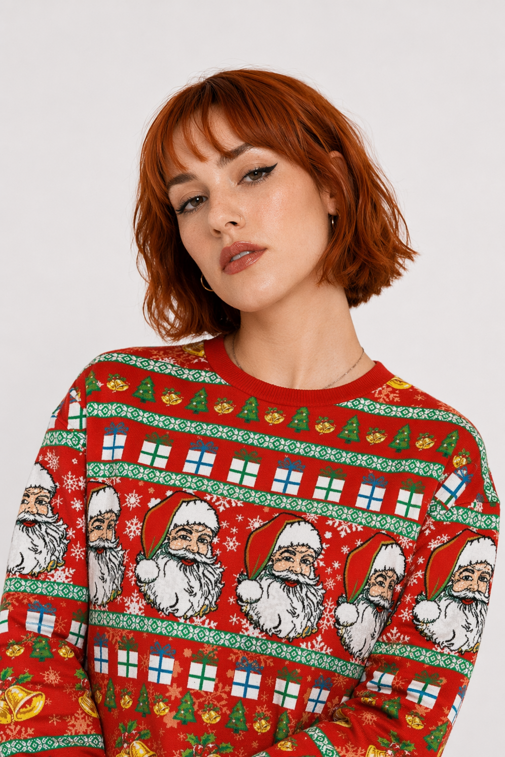 Cozy Christmas Crewneck Sweaters for Holiday Cheer Red Santa
