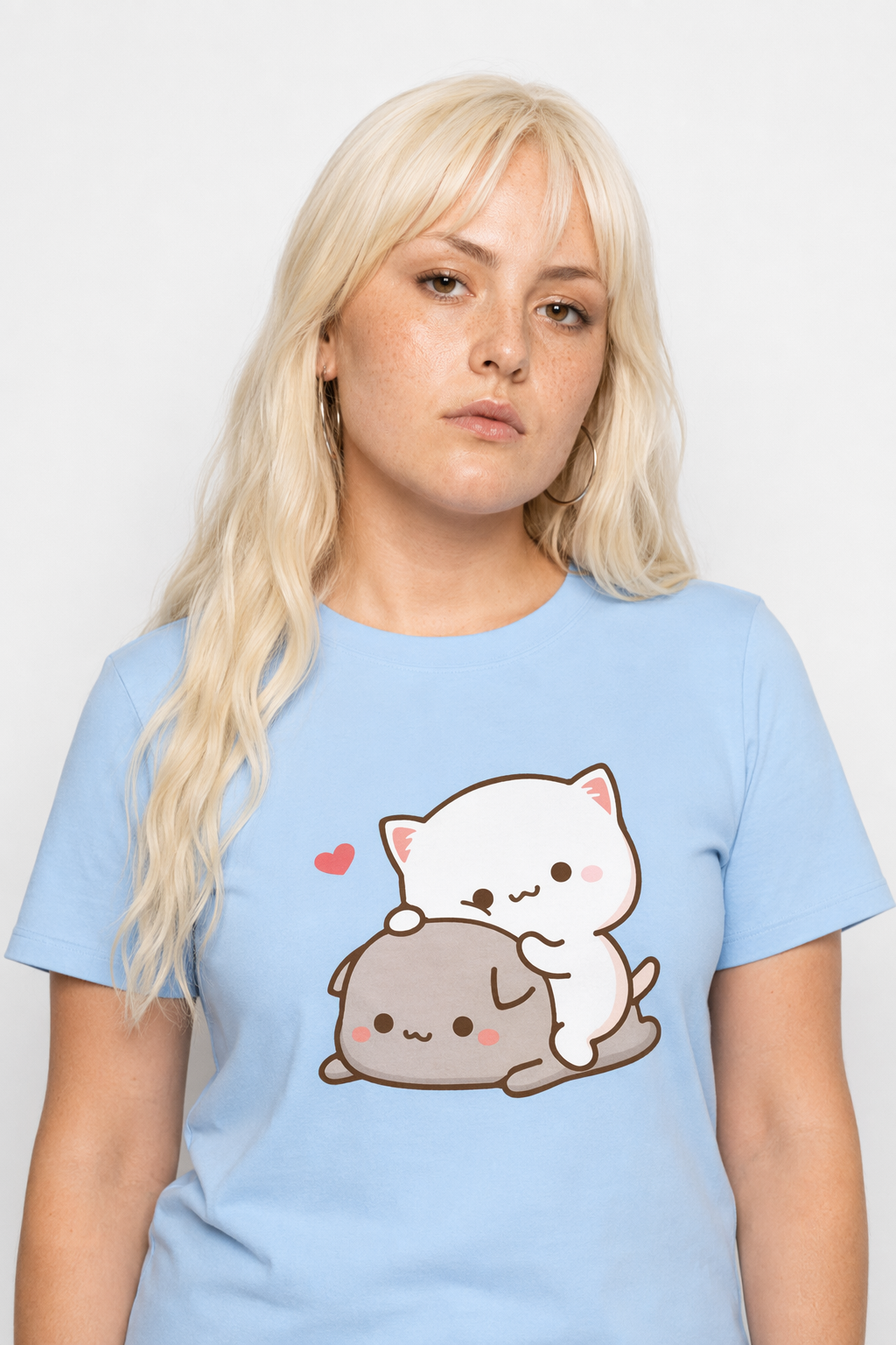 Adorable Peach & Goma T-Shirts for Cute Adventures light-blue