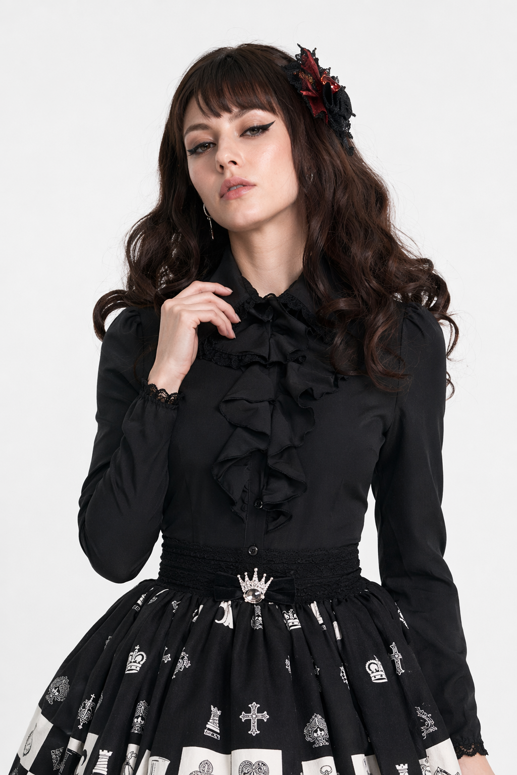 Monochrome Checkerboard Lolita Skirt Inspired by Blackjack and Chess L