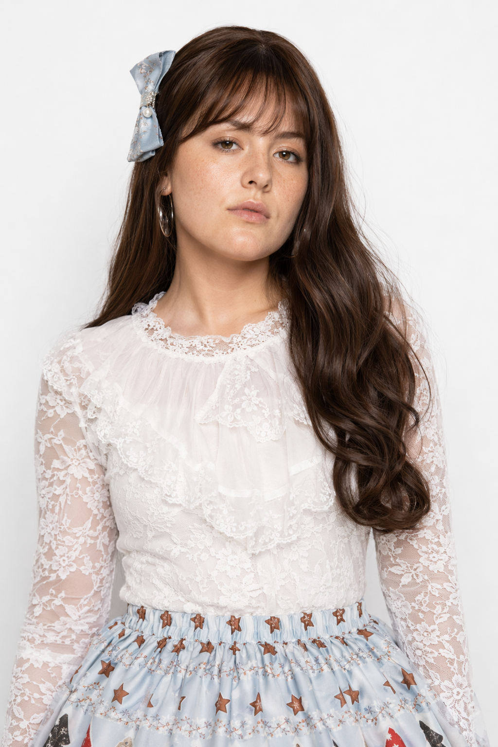 Luxury Winter Wonderland Skirt with Lace Trim and Pleats XL