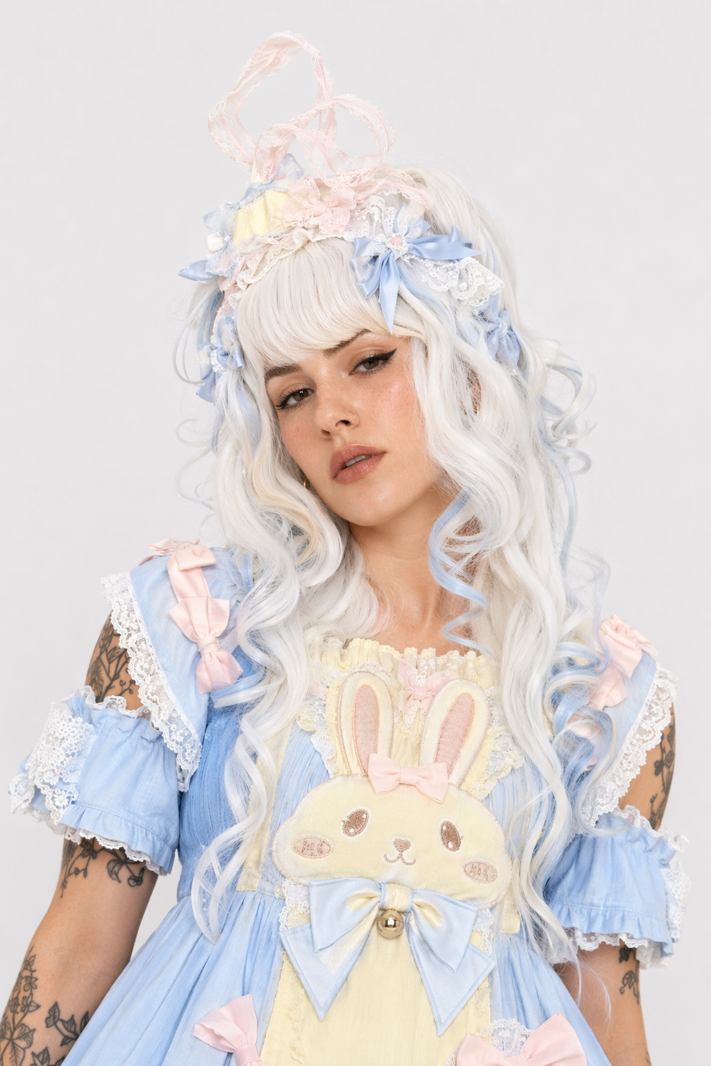 Pastel Easter Bunny Lolita Dress for Kawaii Fashion Lovers Blue