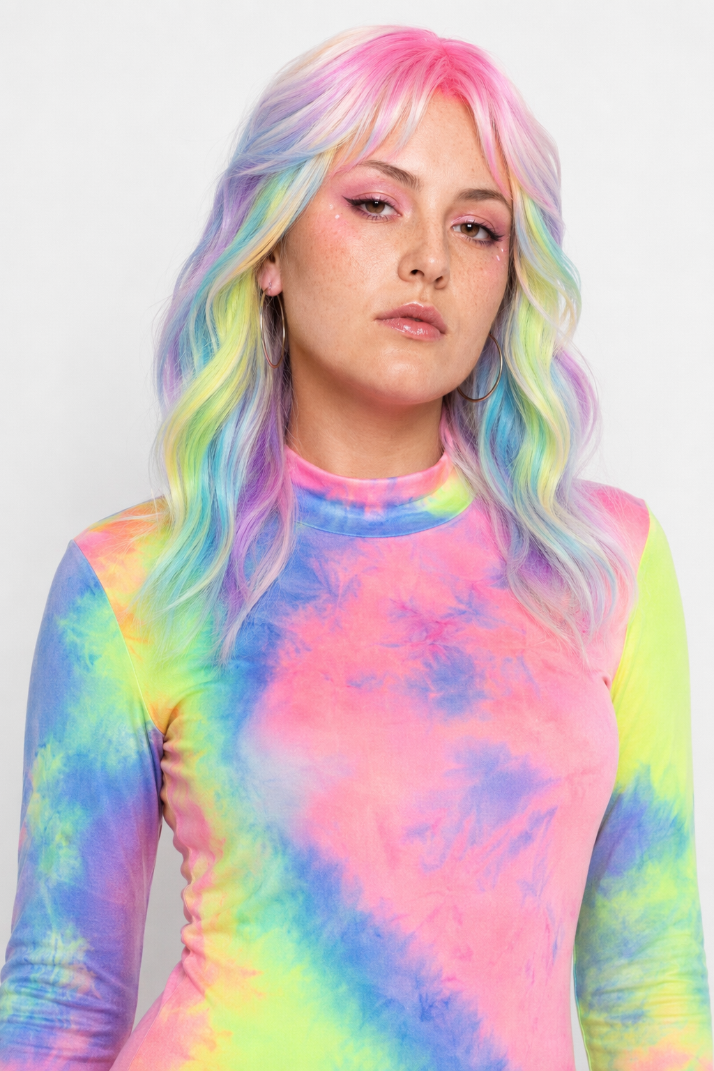 Kawaii Tie-Dye Rainbow Onesie with Snap Crotch and Subtle Turtleneck Orange Onesie