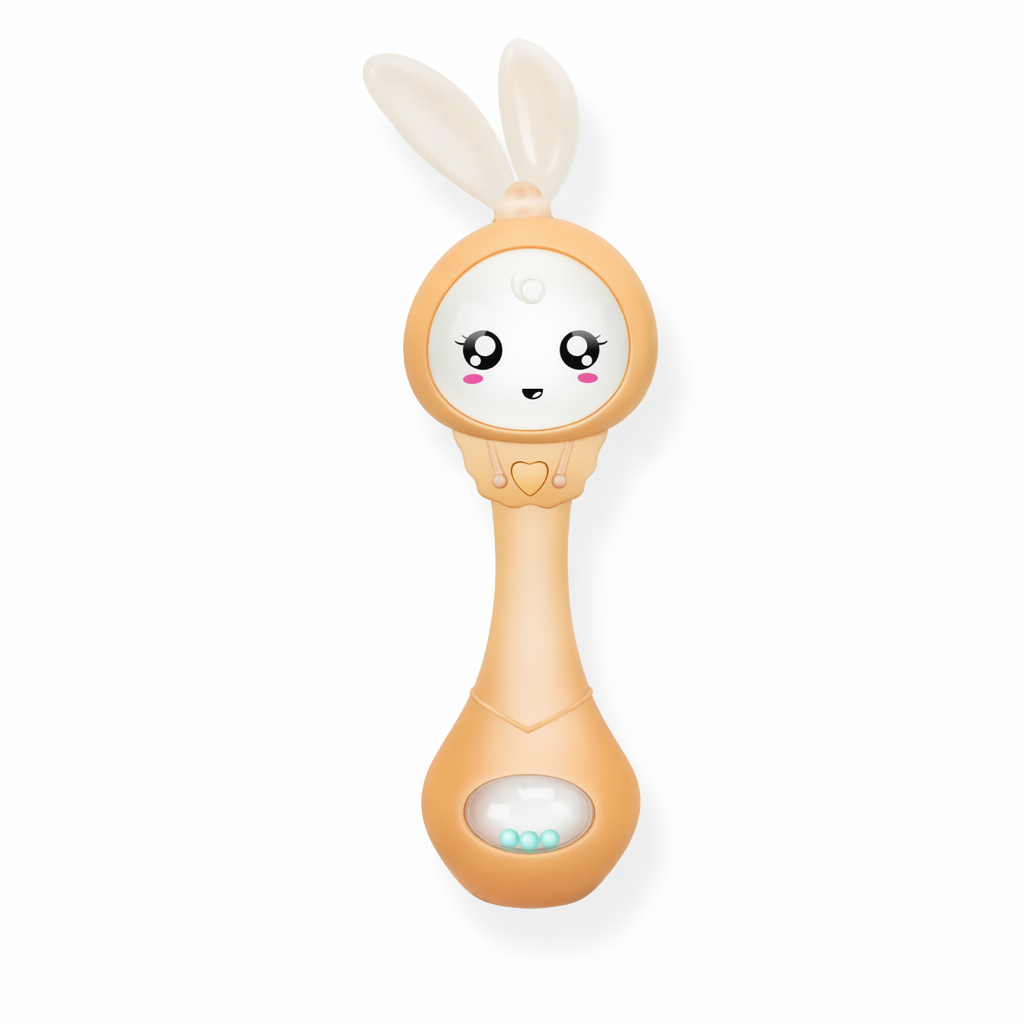 Kawaii Bunny Rabbit Face Rattle for Babies Orange Bunny