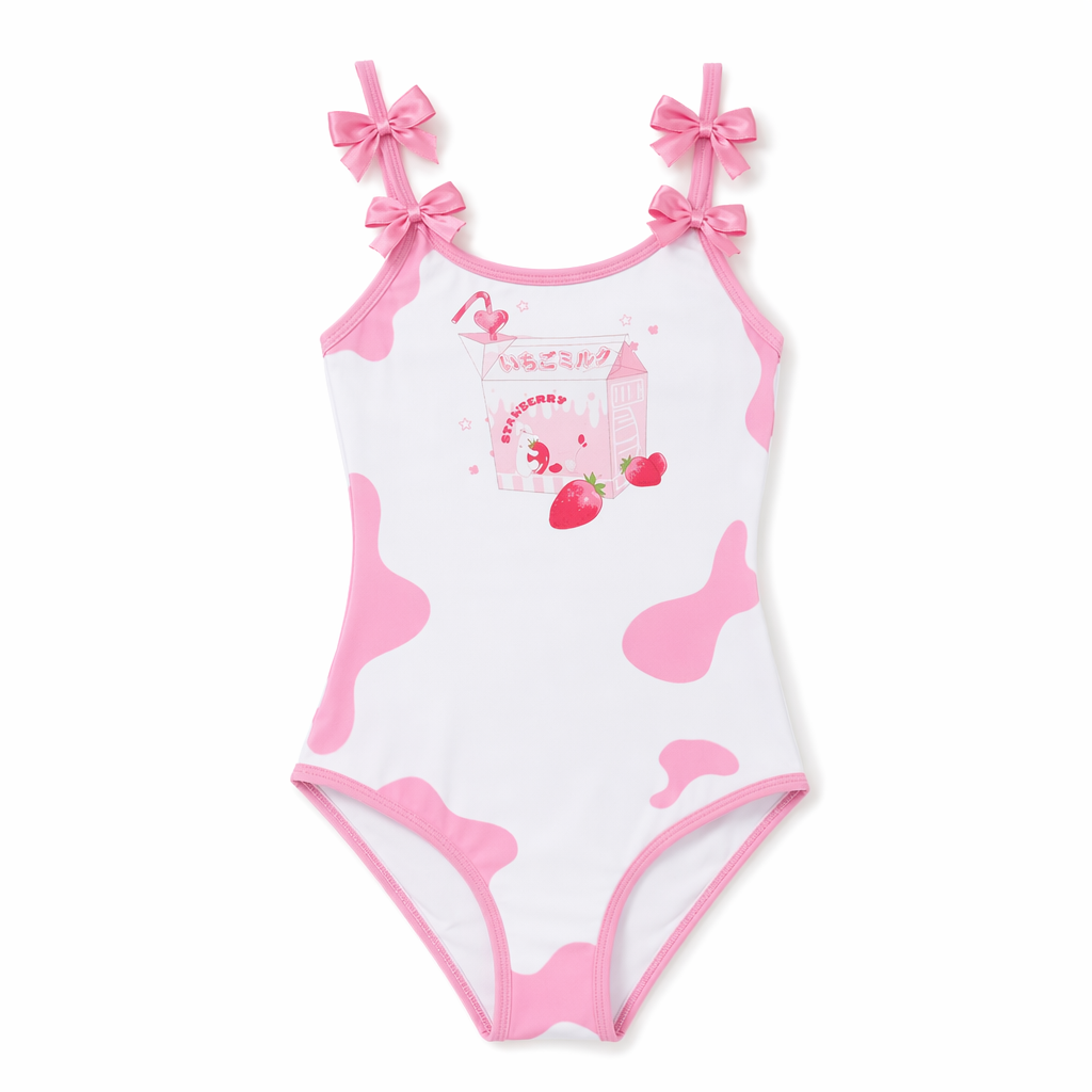 Strawberry Milk Bow Onesie for Cozy Kawaii Style Default