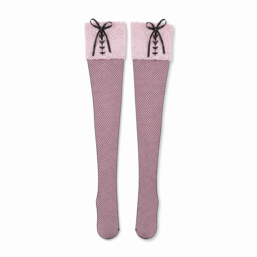 Luxurious Thigh High Fishnet Stockings for Comfort and Durability Pink