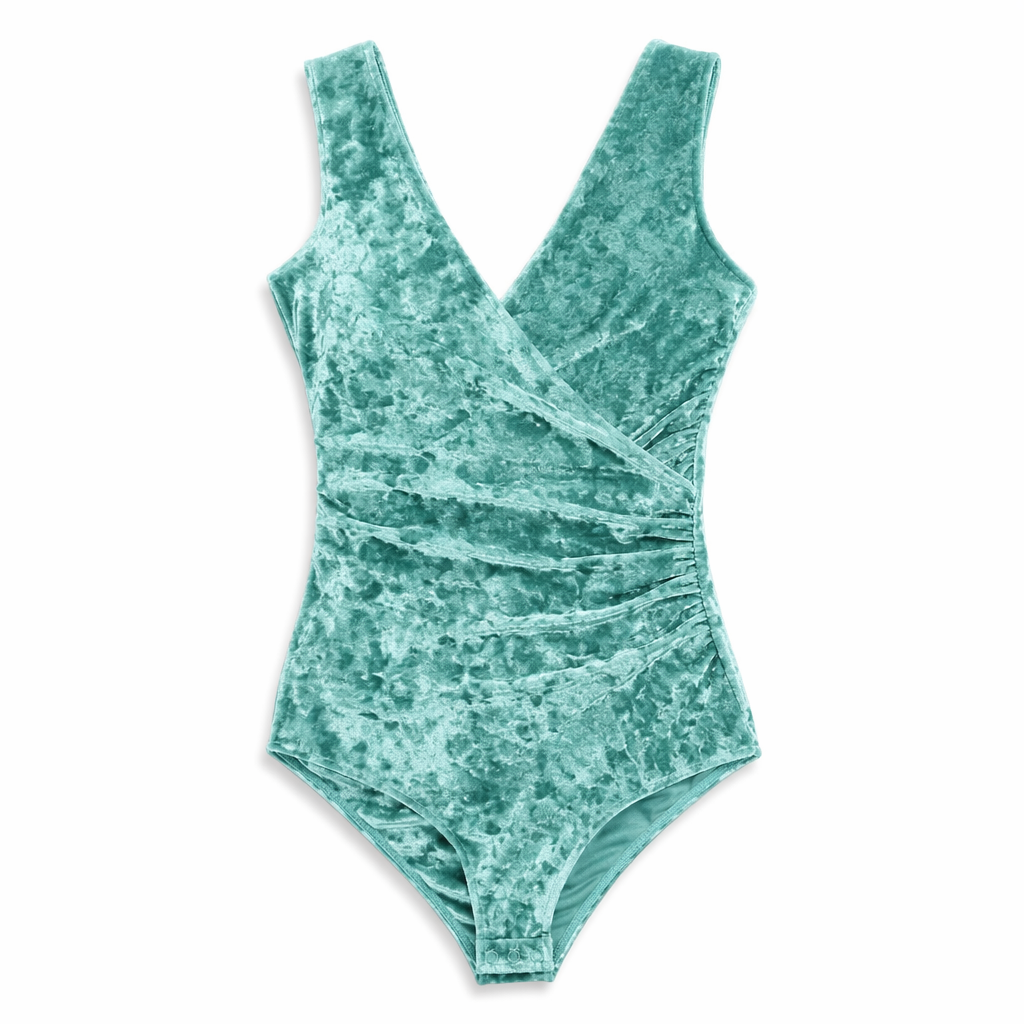 Luxurious Velvet Velour Piece Bodysuit for Ultimate Comfort Green
