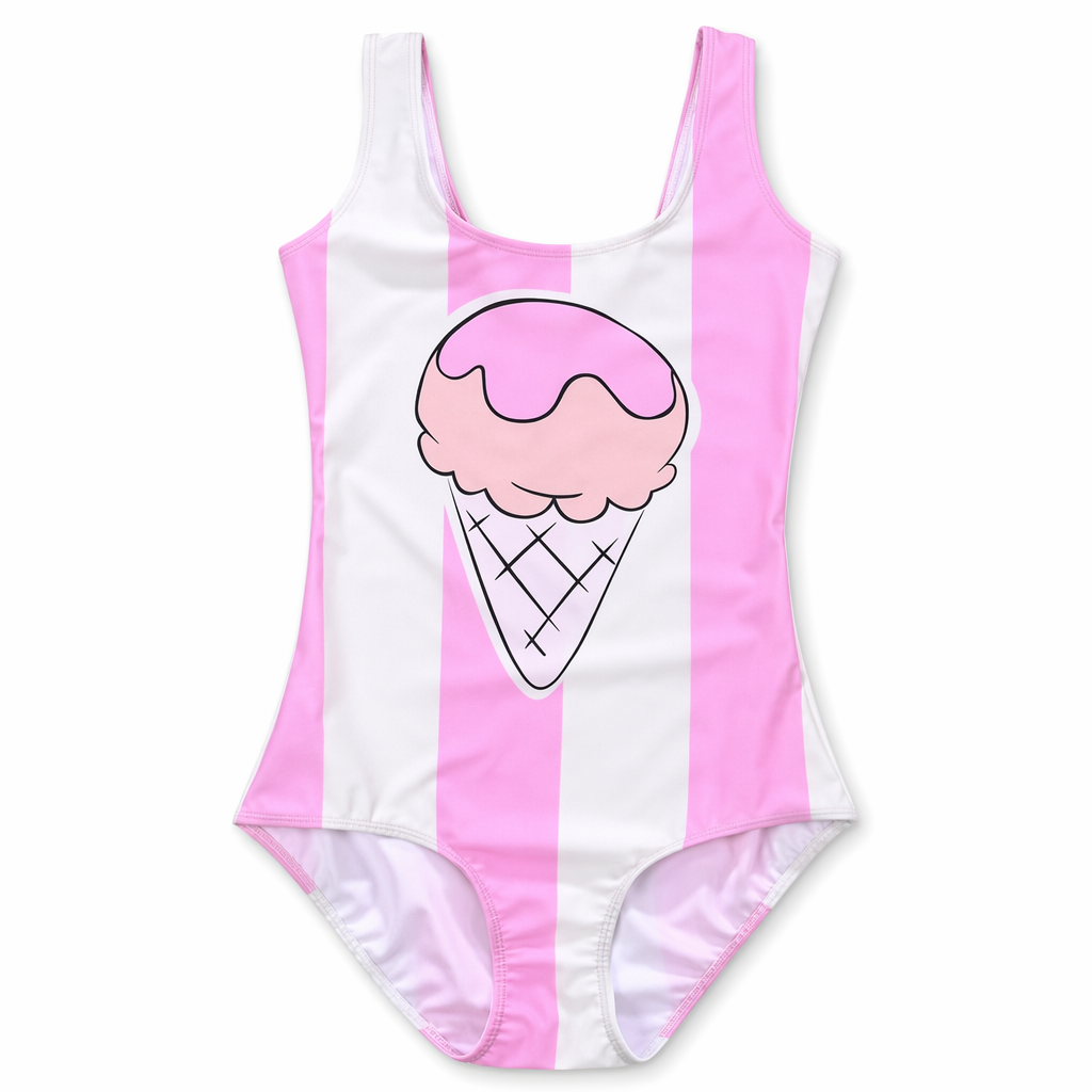 Striped Ice Cream Adult Onesie for Kawaii Fashion and Pool Lounging XL