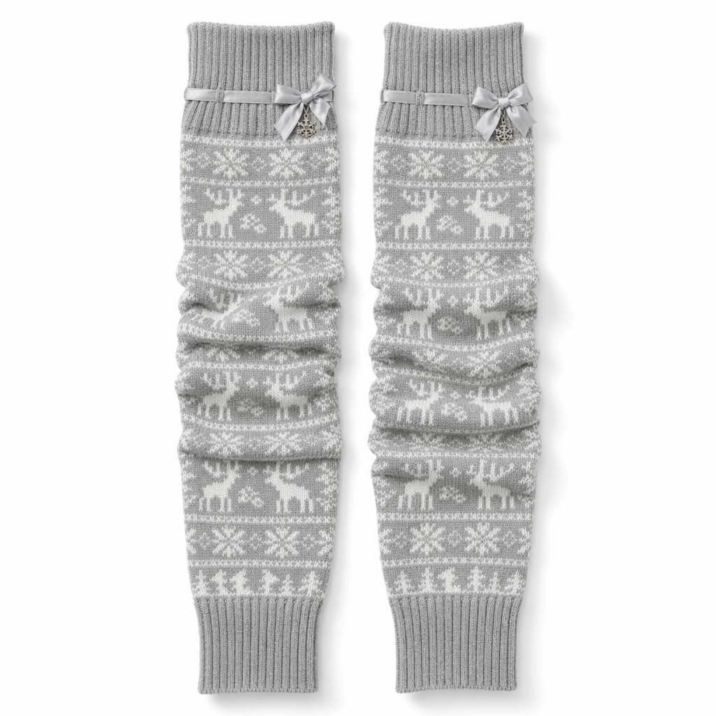 Christmas Leg Warmers for a Cozy Holiday Season Grey