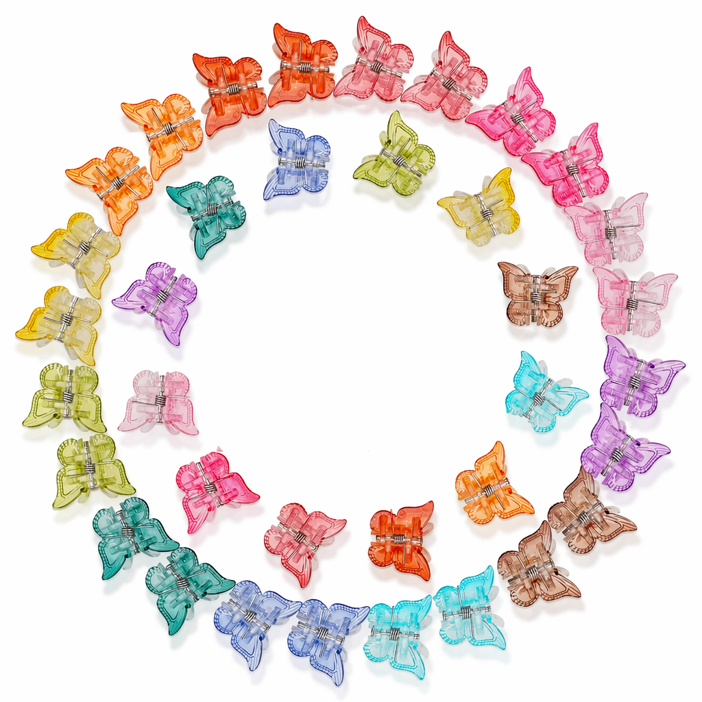 90s Princess Butterfly Clips in Vibrant Colors for Fun Hair Styles 50 Transparent Colorful Butterflies