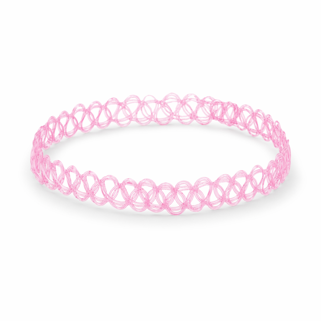 Classic 90s Inspired Choker Necklace in Various Colors Pink