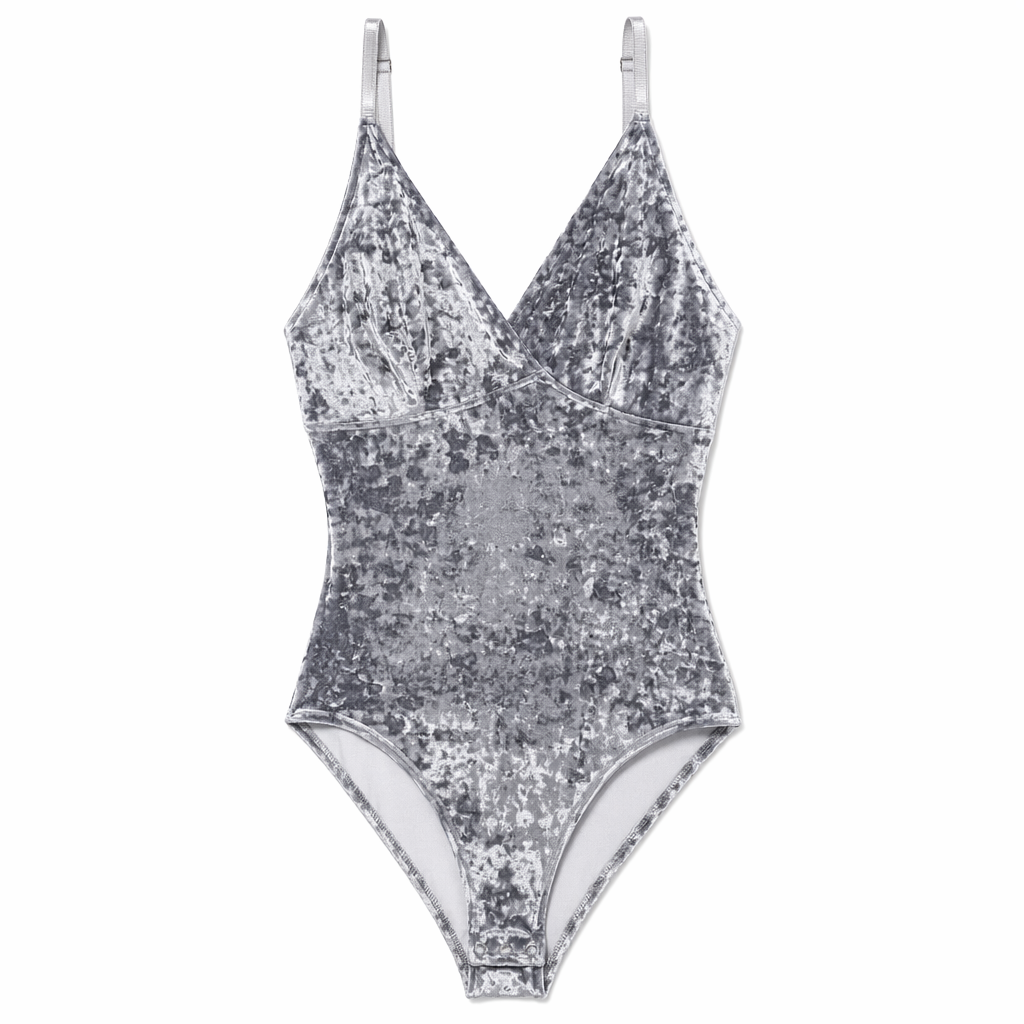 Luxurious Velvet Velour Piece Bodysuit for Ultimate Comfort Gray