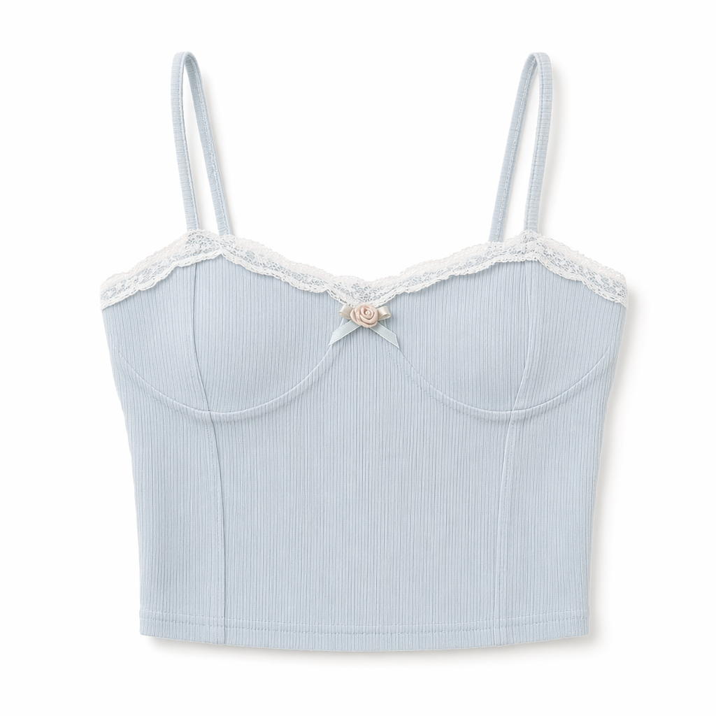 Ethereal Blue Rosebud Cami for Fairycore Enthusiasts S