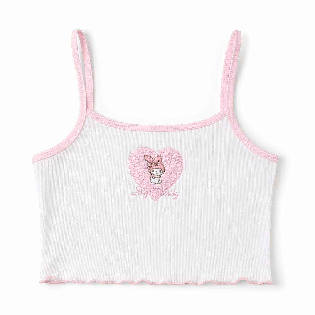 Pastel Fairy-Kei Sanrio Inspired Crop Tops White My Melody