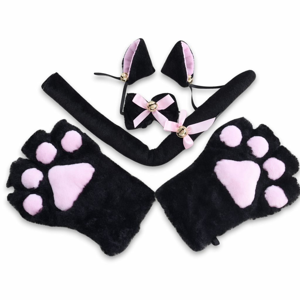 Complete Neko Cat Cosplay Accessories Set for All Sizes Black