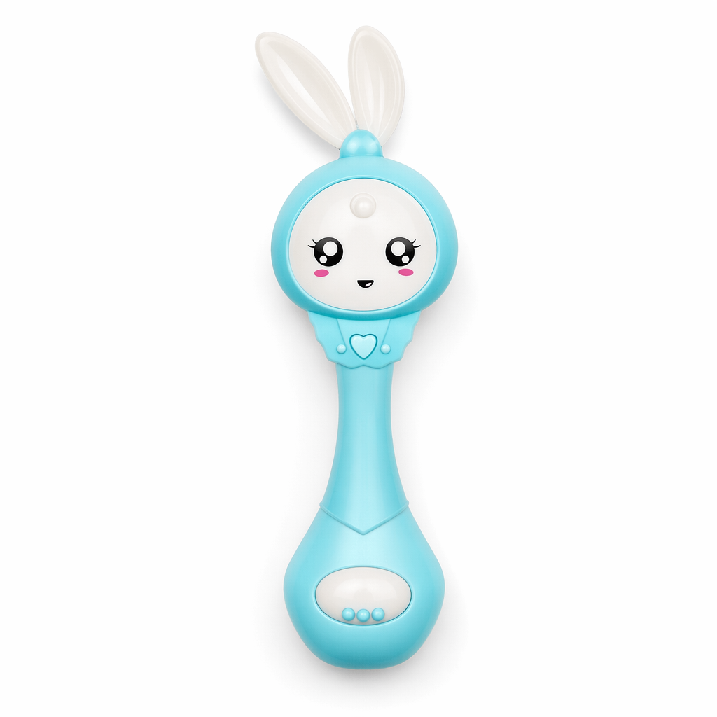 Kawaii Bunny Rabbit Face Rattle for Babies Blue Bunny