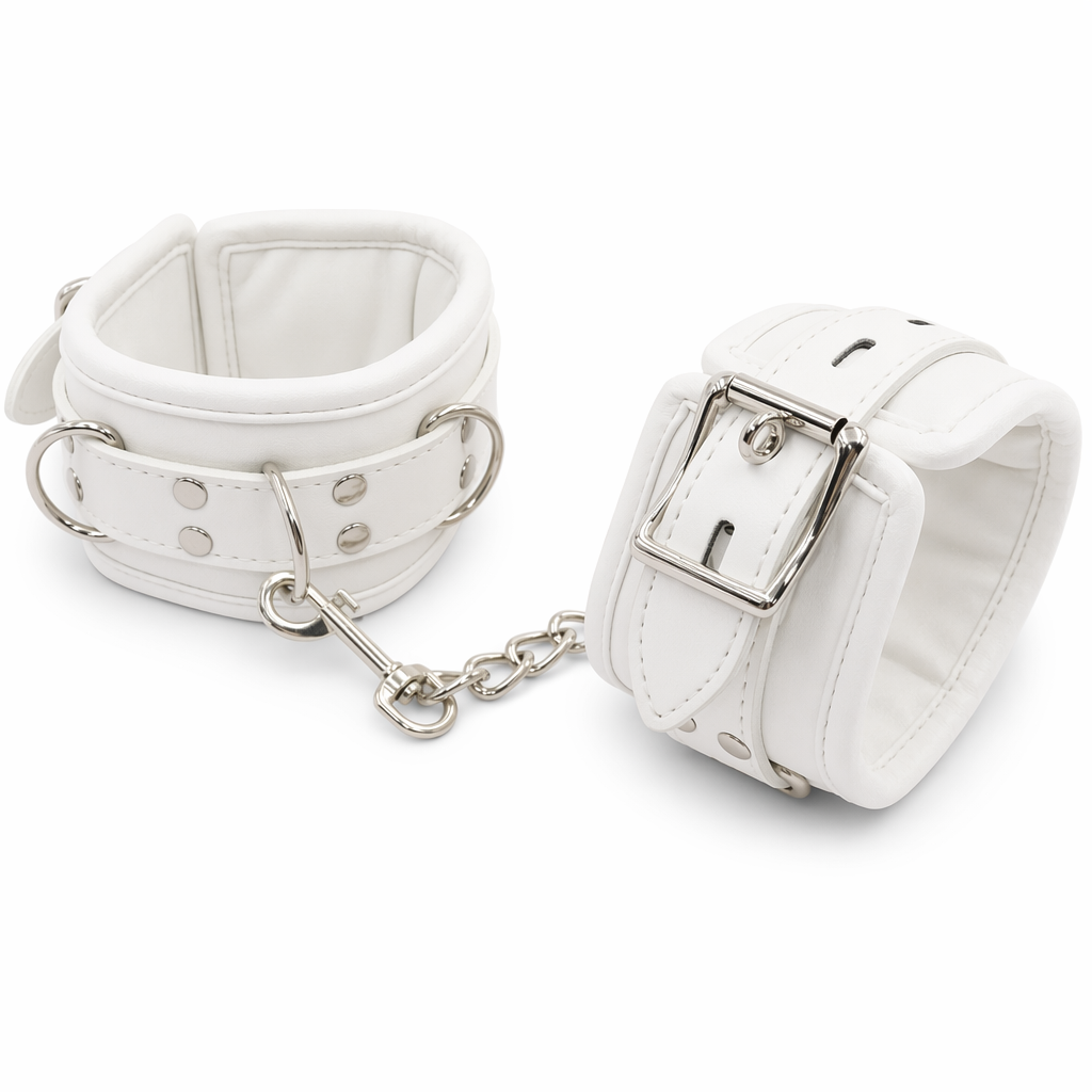 Vegan Leather White Handcuffs for Shibari and Submission Handcuffs