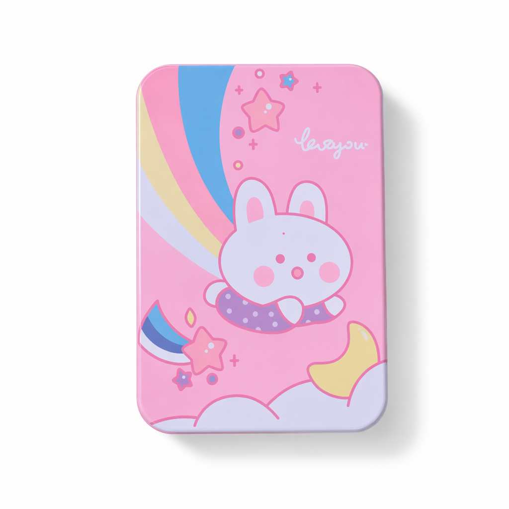 Kawaii Aluminum Storage Tins for Organized Cosparty Bedrooms Instock Rainbow Bun