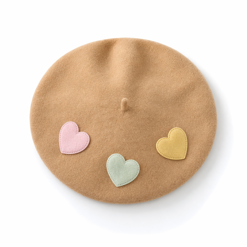 Kawaii Berets for Stylish Lolita Fashion and Accessories Brown With Hearts