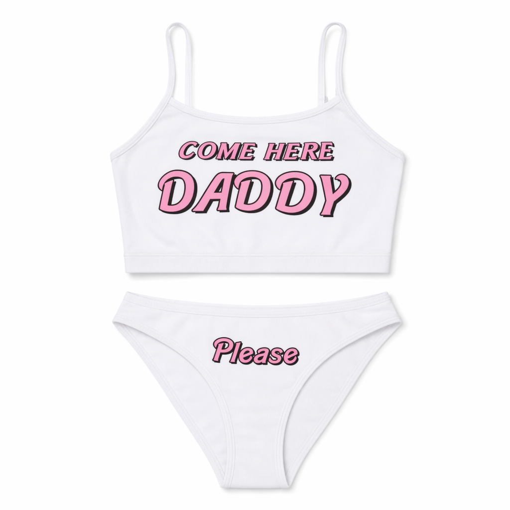Come Here Daddy Cropped Tank Top with Matching Panties M