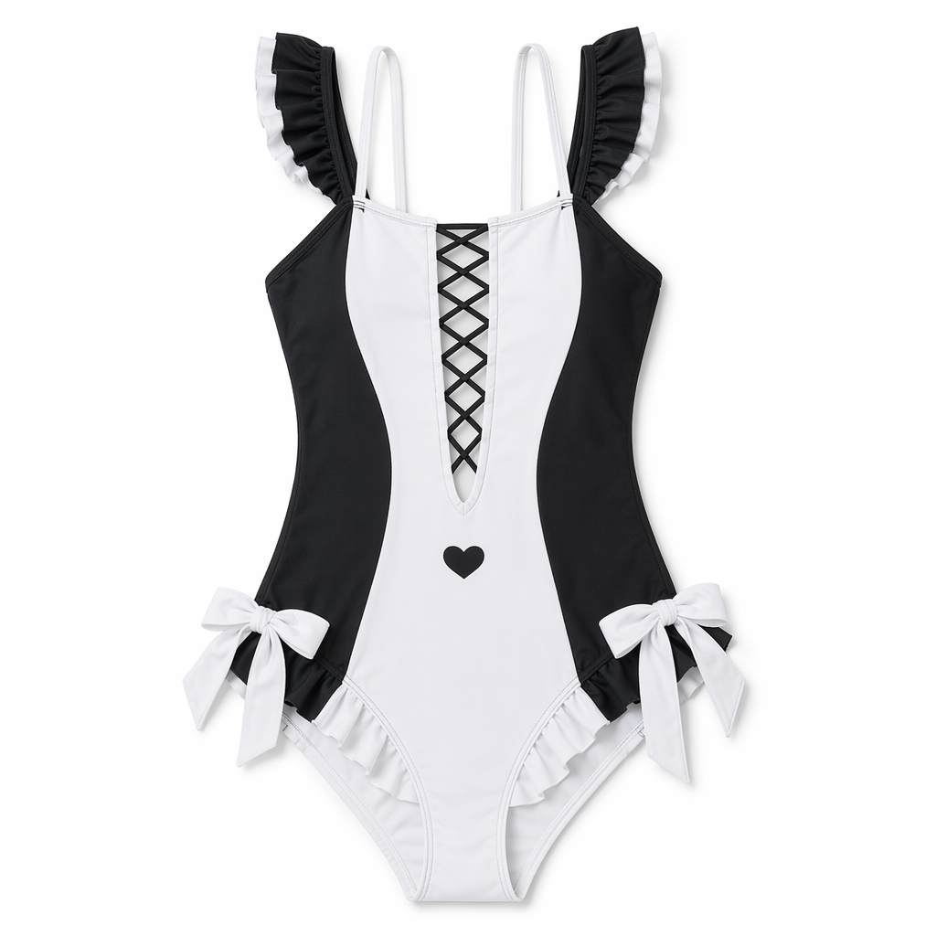 Black and White Joker Swimsuit Onesie for Stylish Versatility L