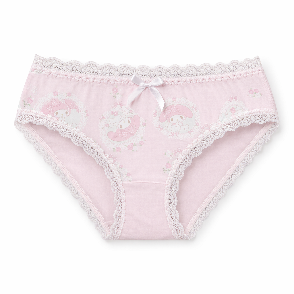 Elegant My Melody Panties with Satin and Lace Details M