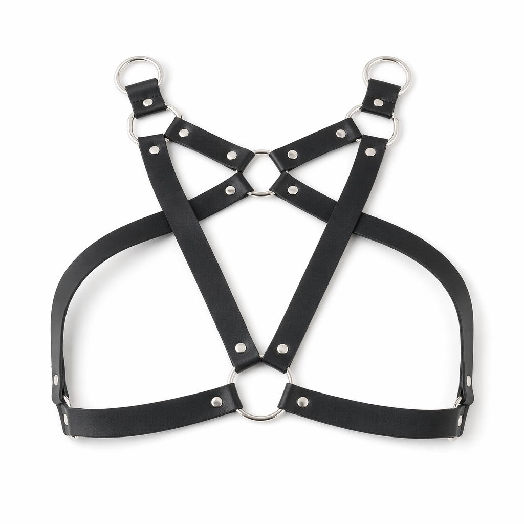 Pagan Inspired Pentagram Chest Harness in Vegan Leather Default Title