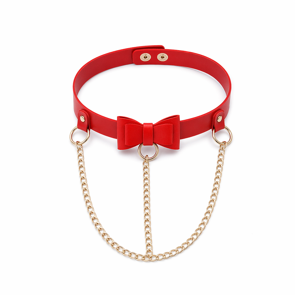 Adorable Ribbon Kitten Bow Choker for Cosplay and Playful Style Red