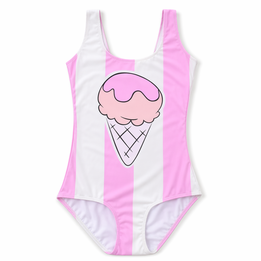 Striped Ice Cream Adult Onesie for Kawaii Fashion and Pool Lounging XXL